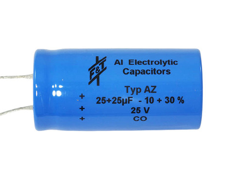 F&T Electrolytic Capacitor 25+25uF 25Vdc AZ Series Multi-Section Axial