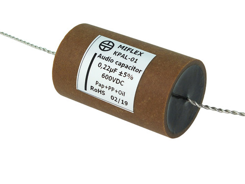 Miflex Capacitor 0.22uF 600Vdc KPAL Series Aluminum Foil Paper/Polypropylene Oil