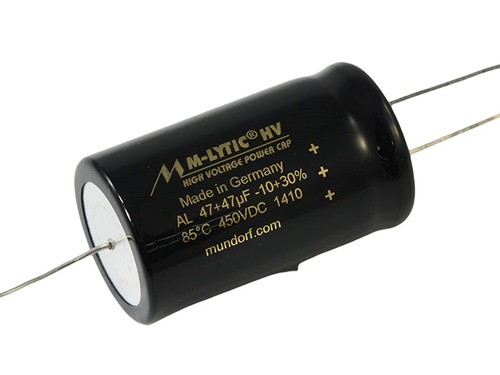 Mundorf Electrolytic Capacitor 47+47uF 450Vdc MLytic® HV Series Polar Multi-Section Axial