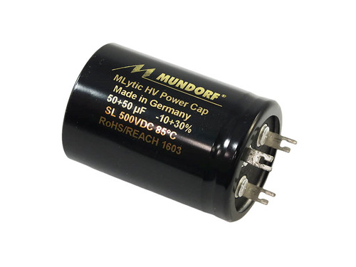 Mundorf Electrolytic Capacitor 50+50uF 500Vdc MLytic® HV Series Polar Multi-Section Axial