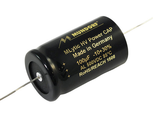 Mundorf Electrolytic Capacitor 100uF 500Vdc MLytic® HV Series Polar Axial